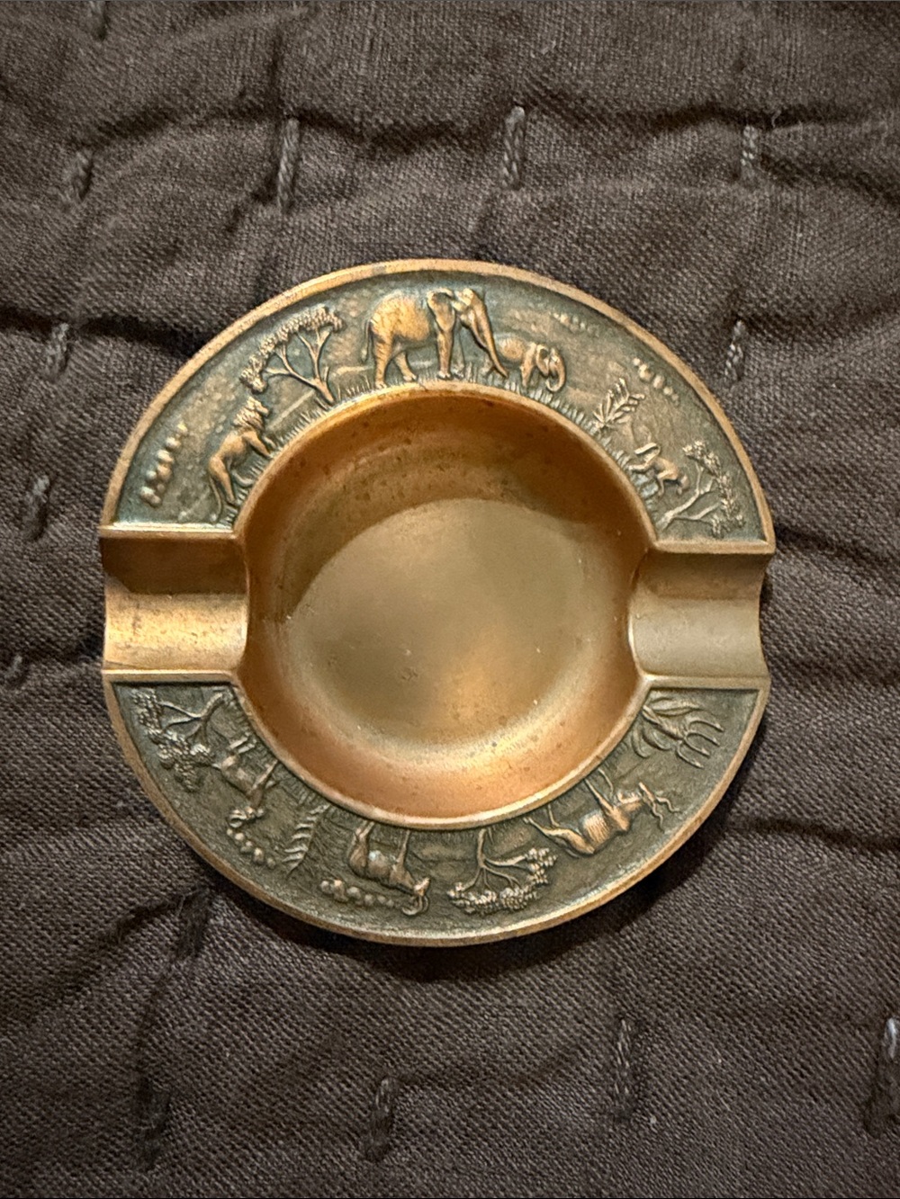 Copper Antique Safari Motif Ashtray